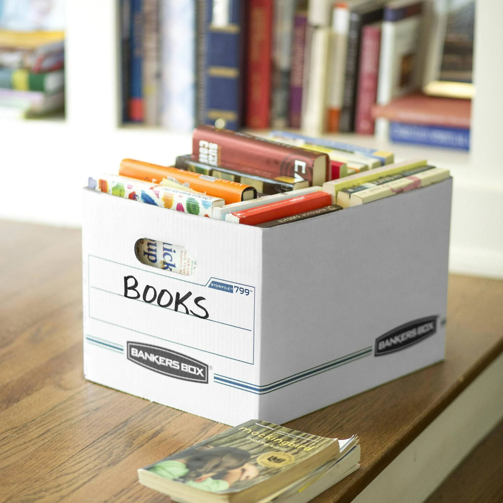 Basic Duty Letter/Legal File Storage Box with Lids, 10 Pack, White Corrugate Cardboard - Image 3