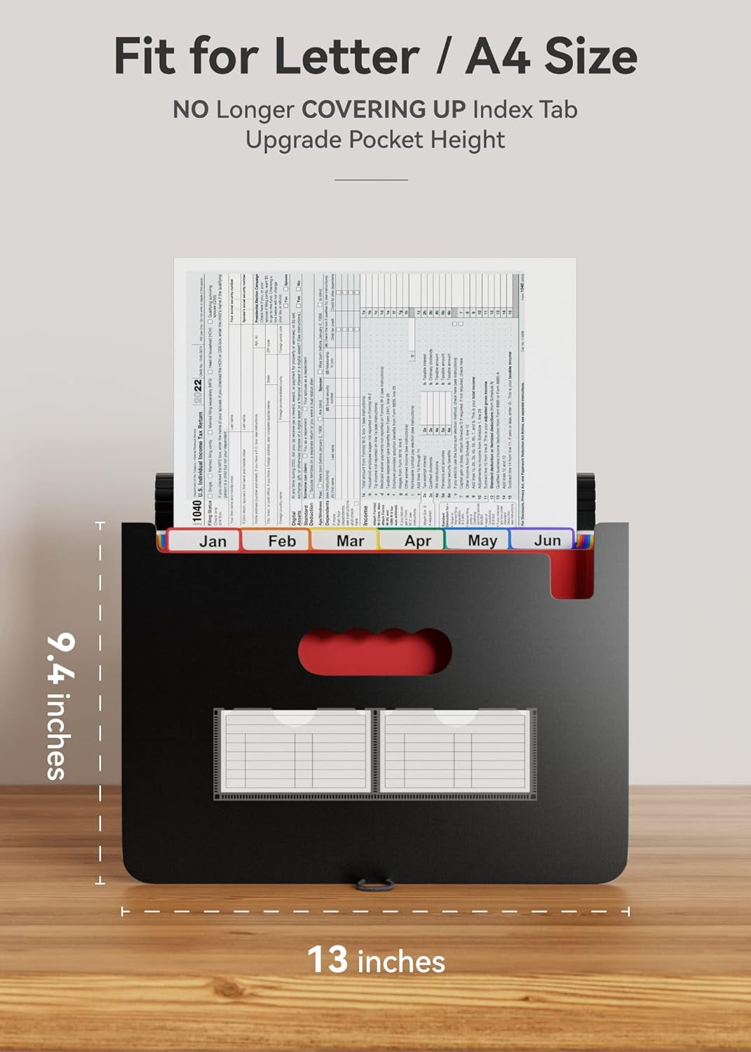 13 Pockets Expanding Folder, Portable Monthly Paper Bill Tax Receipt , Letter A4 Size Document Holder with Blank Labe... - Image 5