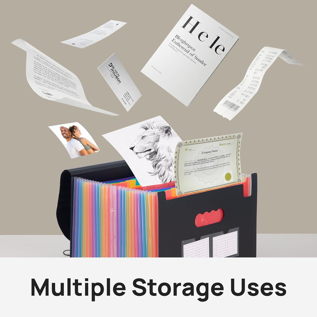 24 Pockets Expanding File Folder with Blank Labels, According File Organizer with Expandable Cover, Desktop Accordion... - Image 5