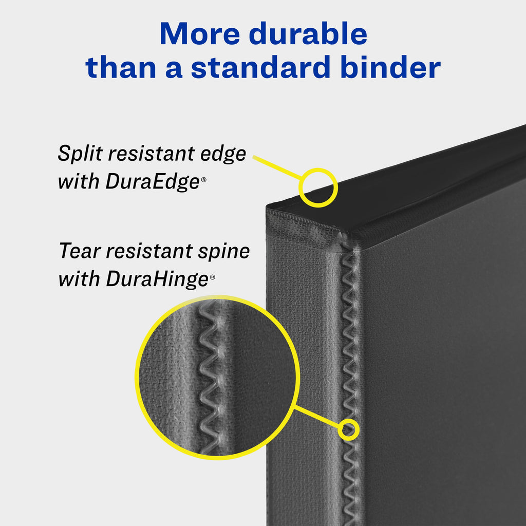 Heavy-Duty View 3 Ring Binder, 3" One Touch Slant Rings, Black - Image 4