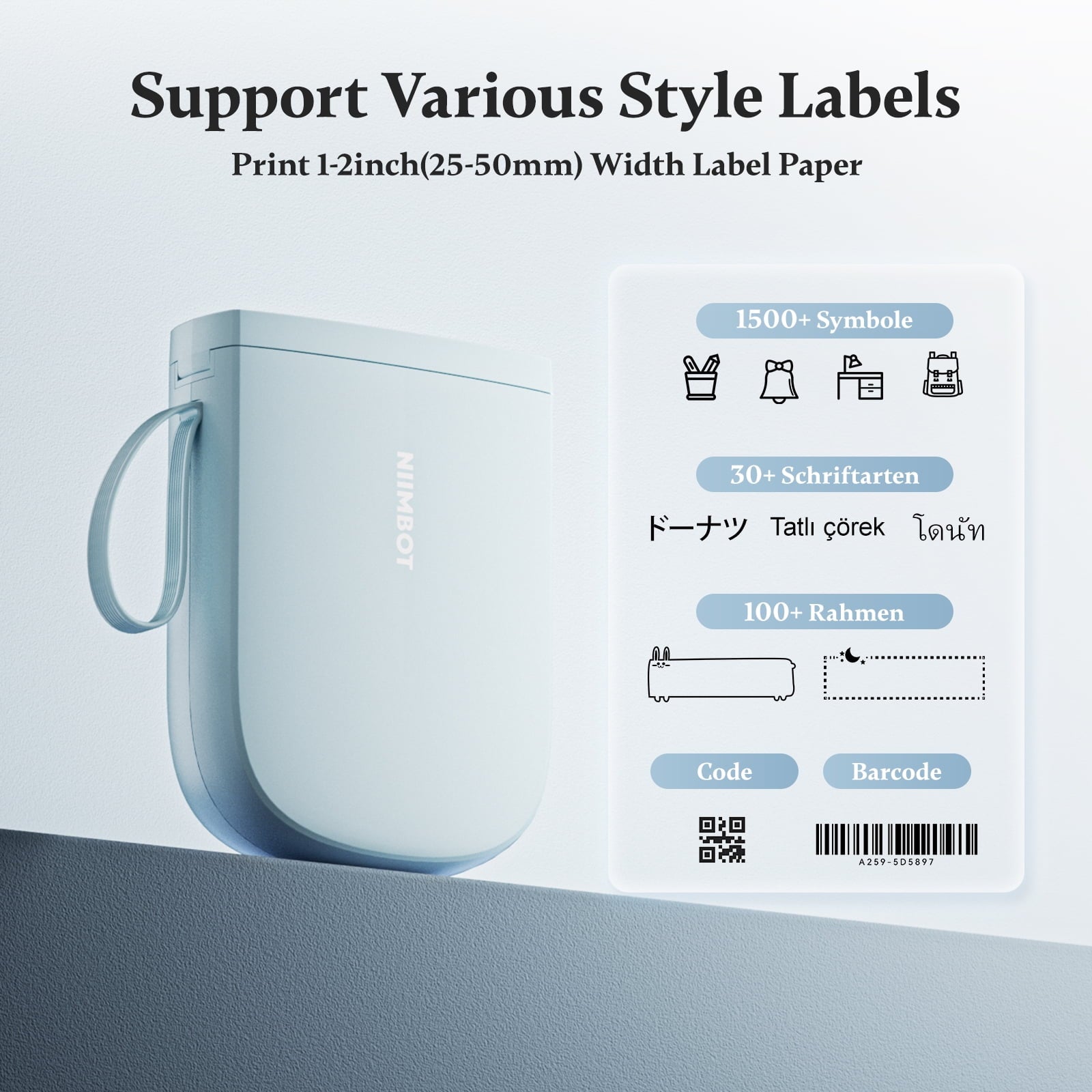NIIMBOT D11 Upgraded HD 300 dpi Label Maker Mini Bluetooth Wireless Label Printer Inkless Labeler Rechargeable（Blue) - Image 2