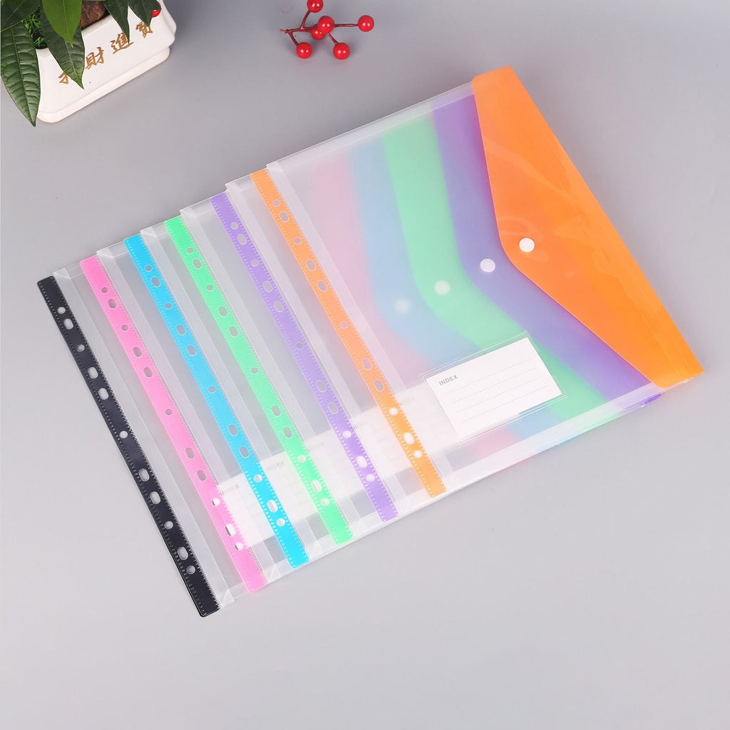 Plastic Envelopes Folders, 11 Holes Expandable Folders for 2/3/4 Ring, Document Pouch with Snap Button & Label Loose-... - Image 3