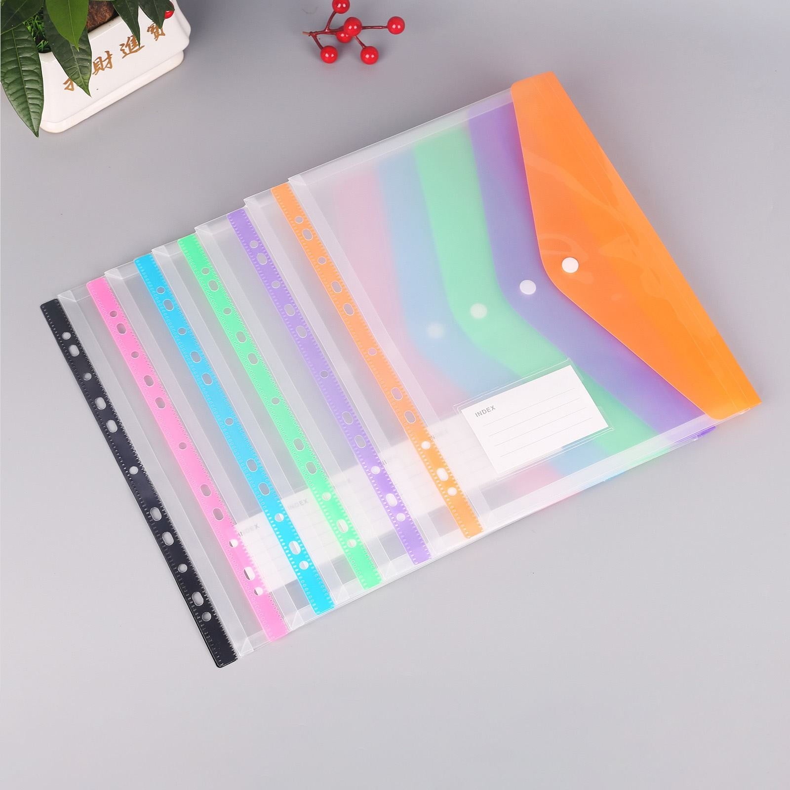Plastic Envelopes Folders, 11 Holes Expandable Folders for 2/3/4 Ring, Document Pouch with Snap Button & Label Loose-... - Image 3
