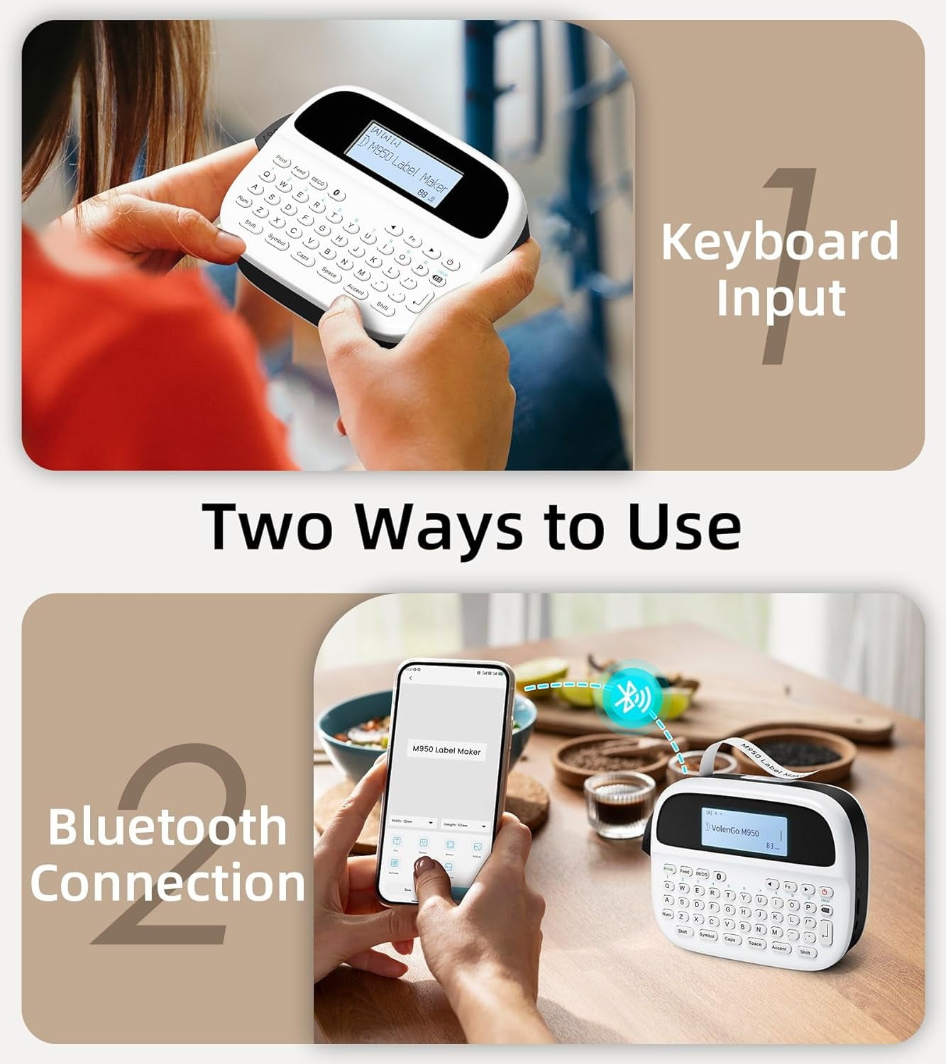 Label Maker Bluetooth Waterproof Label Maker with QWERTY Keyboard, USB-C Rechargeable Handheld Printer, Replace for S... - Image 2