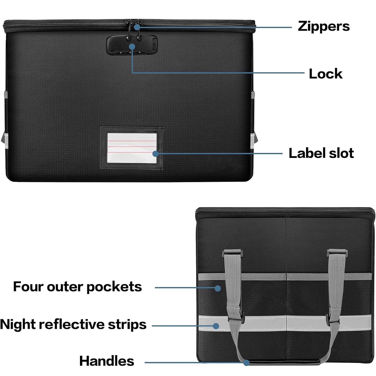 Fireproof Document Box, Water-Resistant File Organizer Box with Lock Handle Document Safe Collapsible File Cabinets f... - Image 5