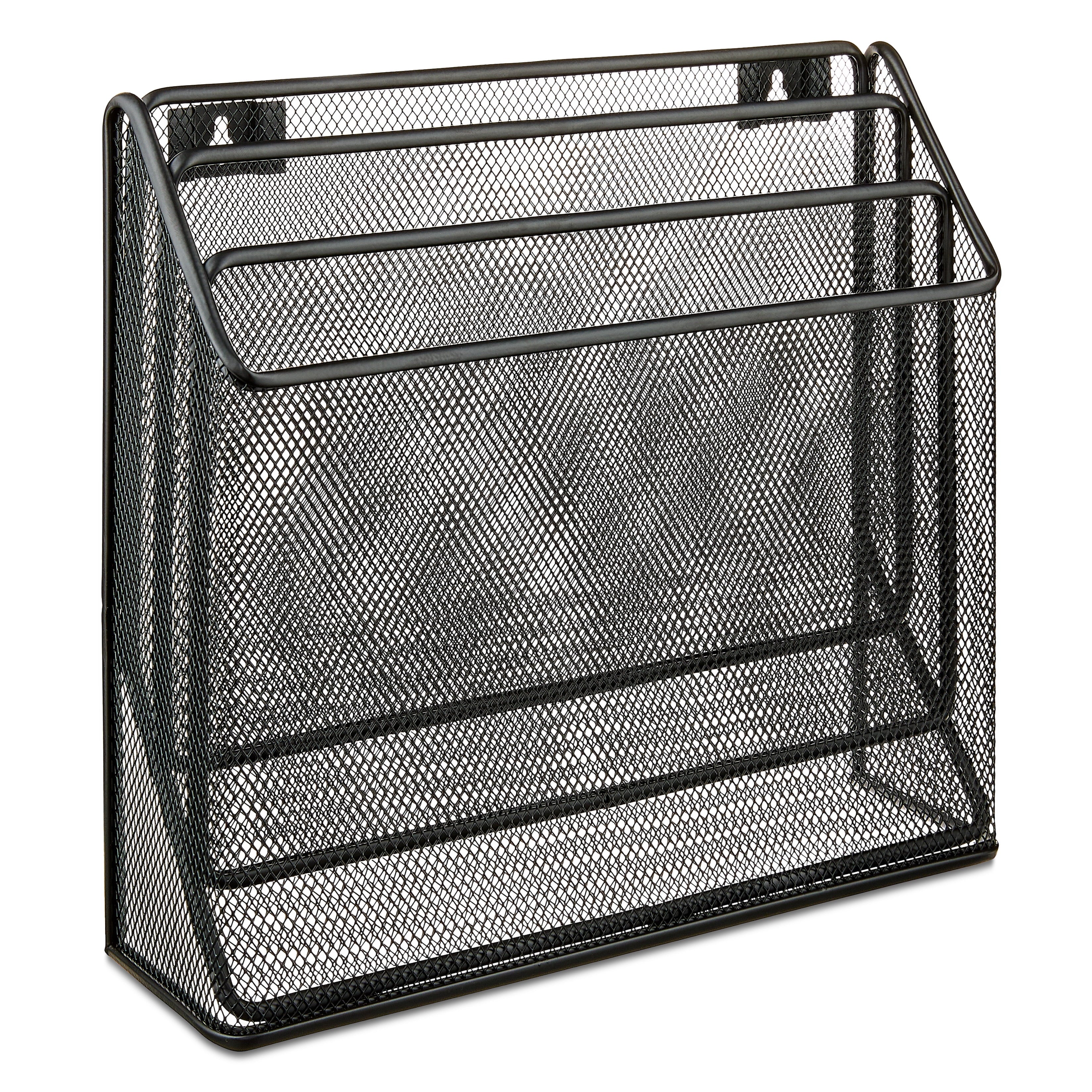 Metal Mesh Desk Organizer with Hook,Black, 3 Compartments - Image 2