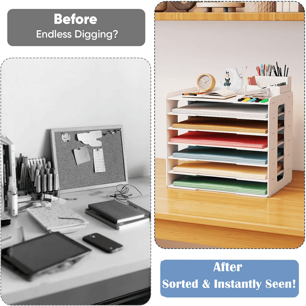 7-Tier Desk File Organizer, 11x17 Inches Large Size A3 Paper Organizer, Desk Organizer for Office Documents, Home - Image 5