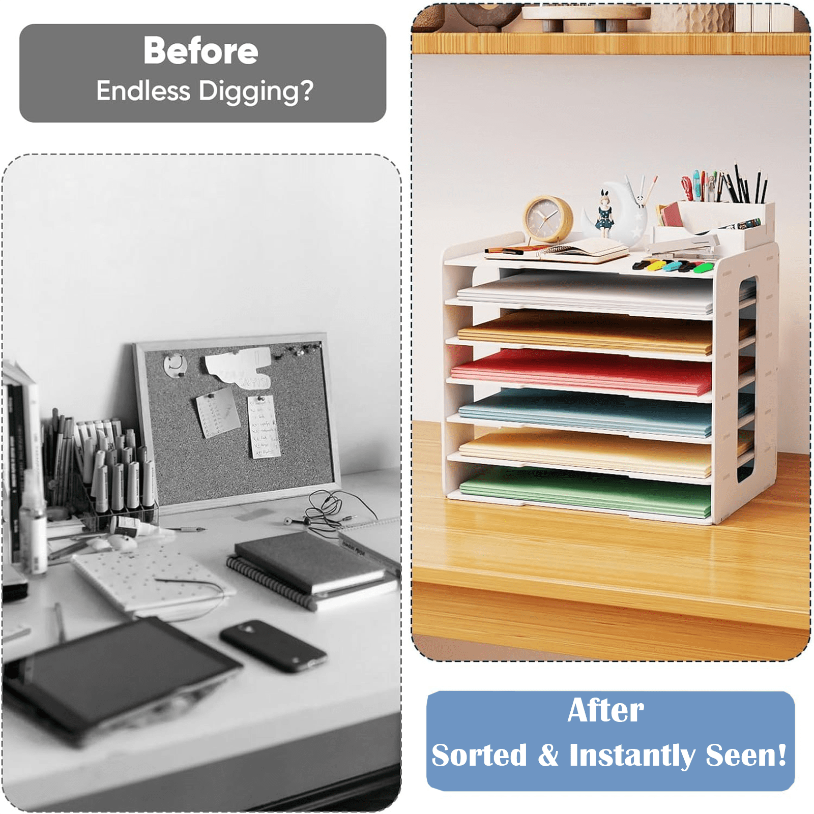 7-Tier Desk File Organizer, 11x17 Inches Large Size A3 Paper Organizer, Desk Organizer for Office Documents, Home - Image 5