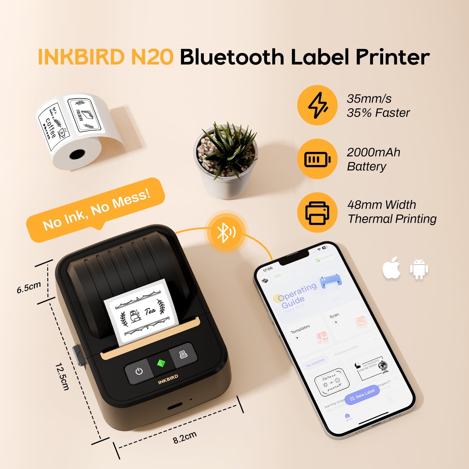 Bluetooth Portable Label Maker Machine, Thermal Printer for 3/4" to 2" Labels, Wireless Sticker Printer for Home, Off... - Image 5