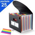 25 Accordion File Organizer, Expanding File Folder with Labels, Portable Letter A4 Size Paper Document Receipt Organi...