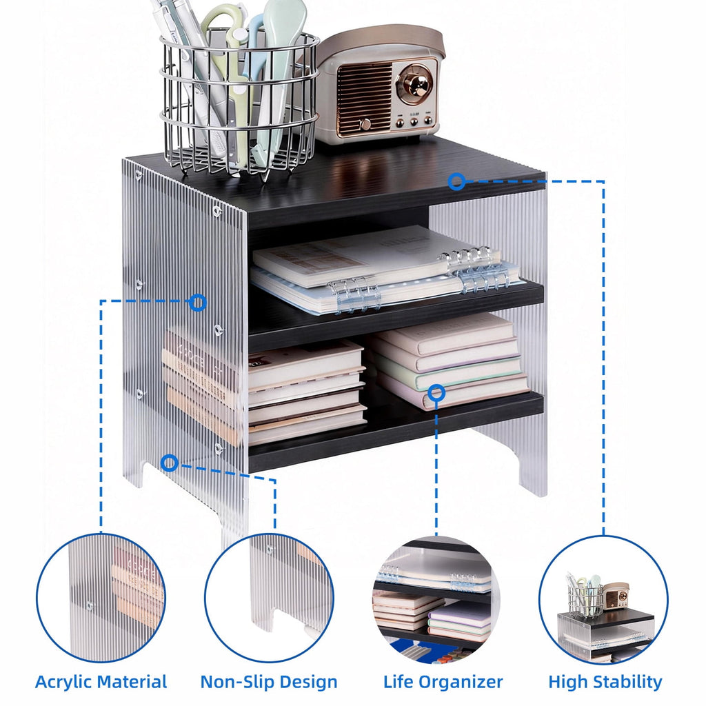 Clearance Paper Organizer, 3-Tier Stackable Wood Desk Organizer, Document File Organizer and Mail Sorter with Adjusta... - Image 6
