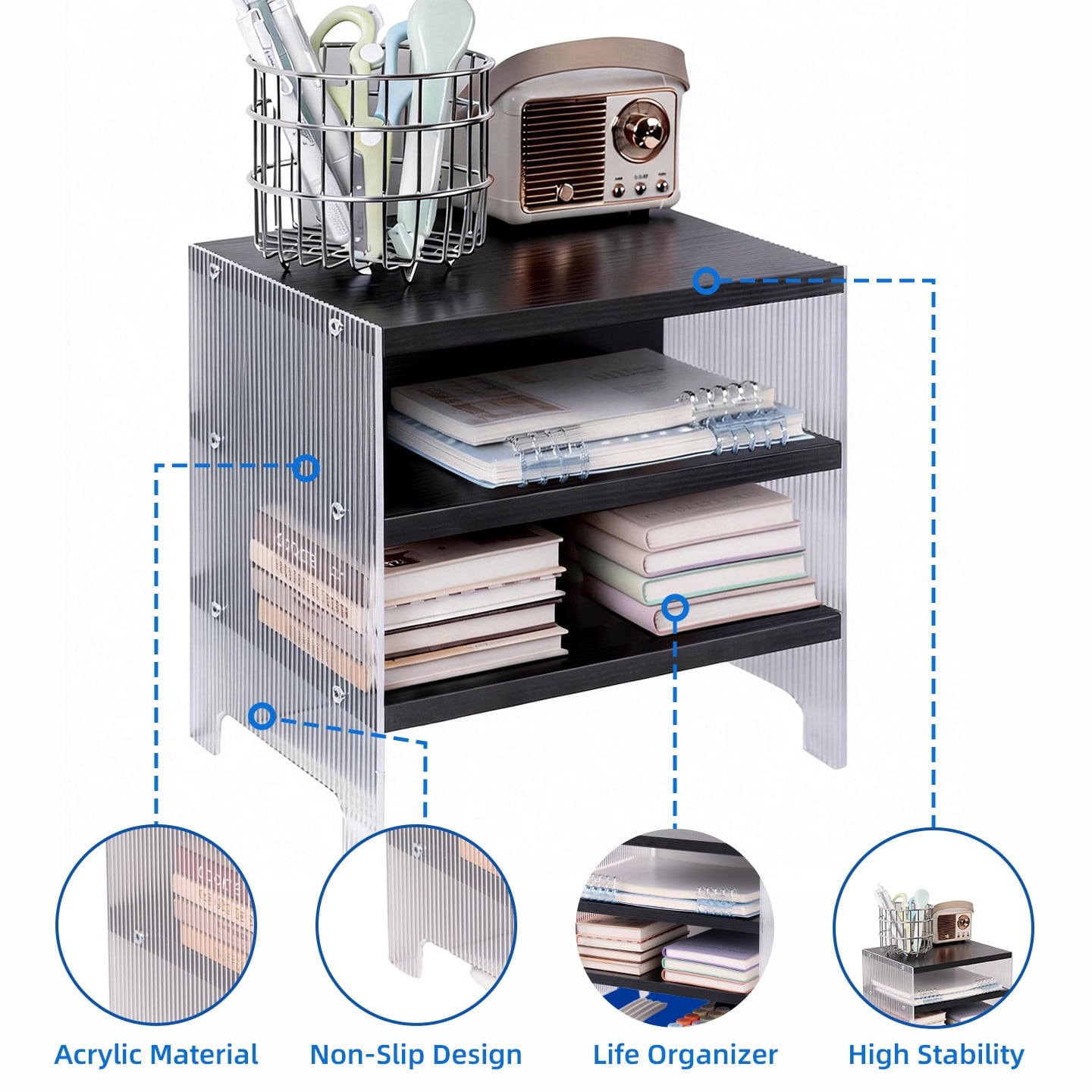 Clearance Paper Organizer, 3-Tier Stackable Wood Desk Organizer, Document File Organizer and Mail Sorter with Adjusta... - Image 6