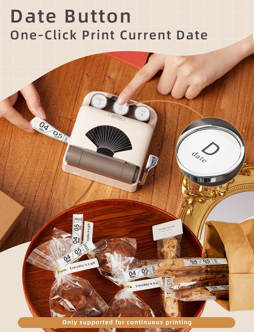 Portable Bluetooth Direct Thermal Label Maker with Tape, White - Image 2