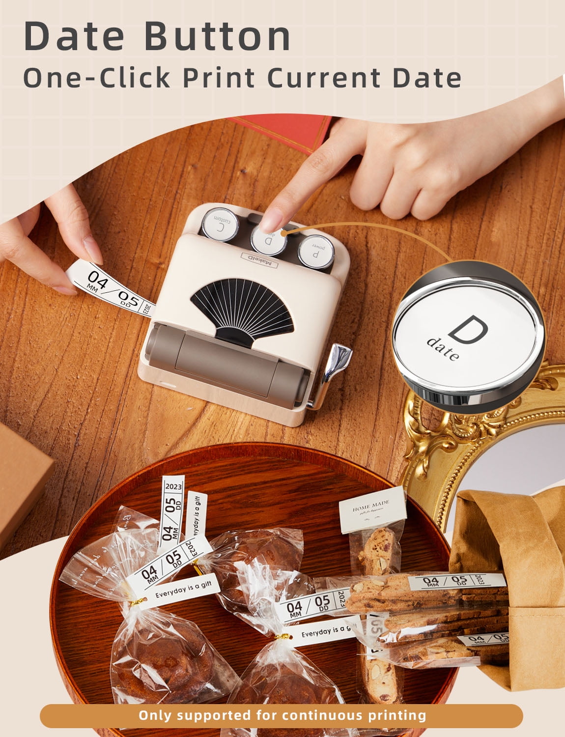 Portable Bluetooth Direct Thermal Label Maker with Tape, White - Image 2