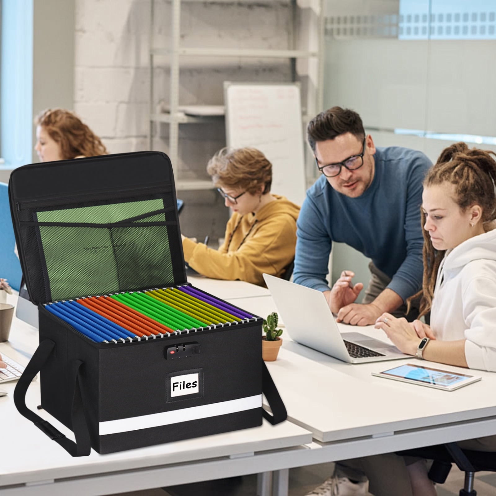 Upgraded File Box with Lock, Document File Organizer Box with Water-Resistant Zipper & Adjustable Handle, Collapsible... - Image 3
