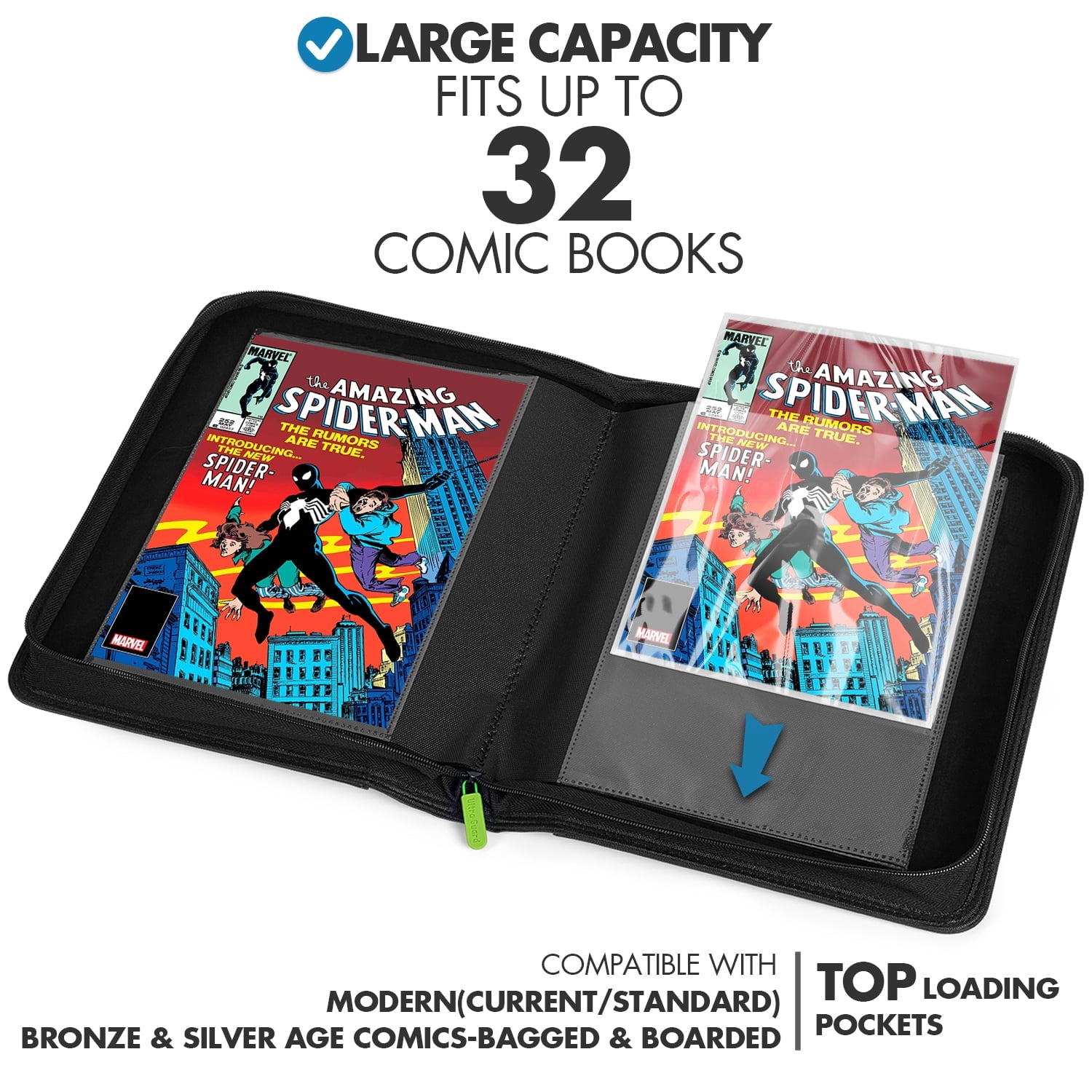 Comic Book Binder, 1 Pocket, Holds 32 Comic Book, Black and Black - Image 4