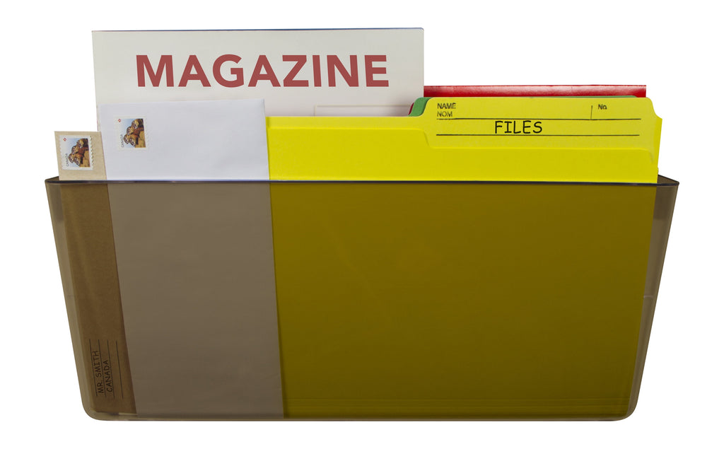 Legal-Size Unbreakable Wall Pocket, Plastic File Organizer, Smoke, 6-Pack - Image 3
