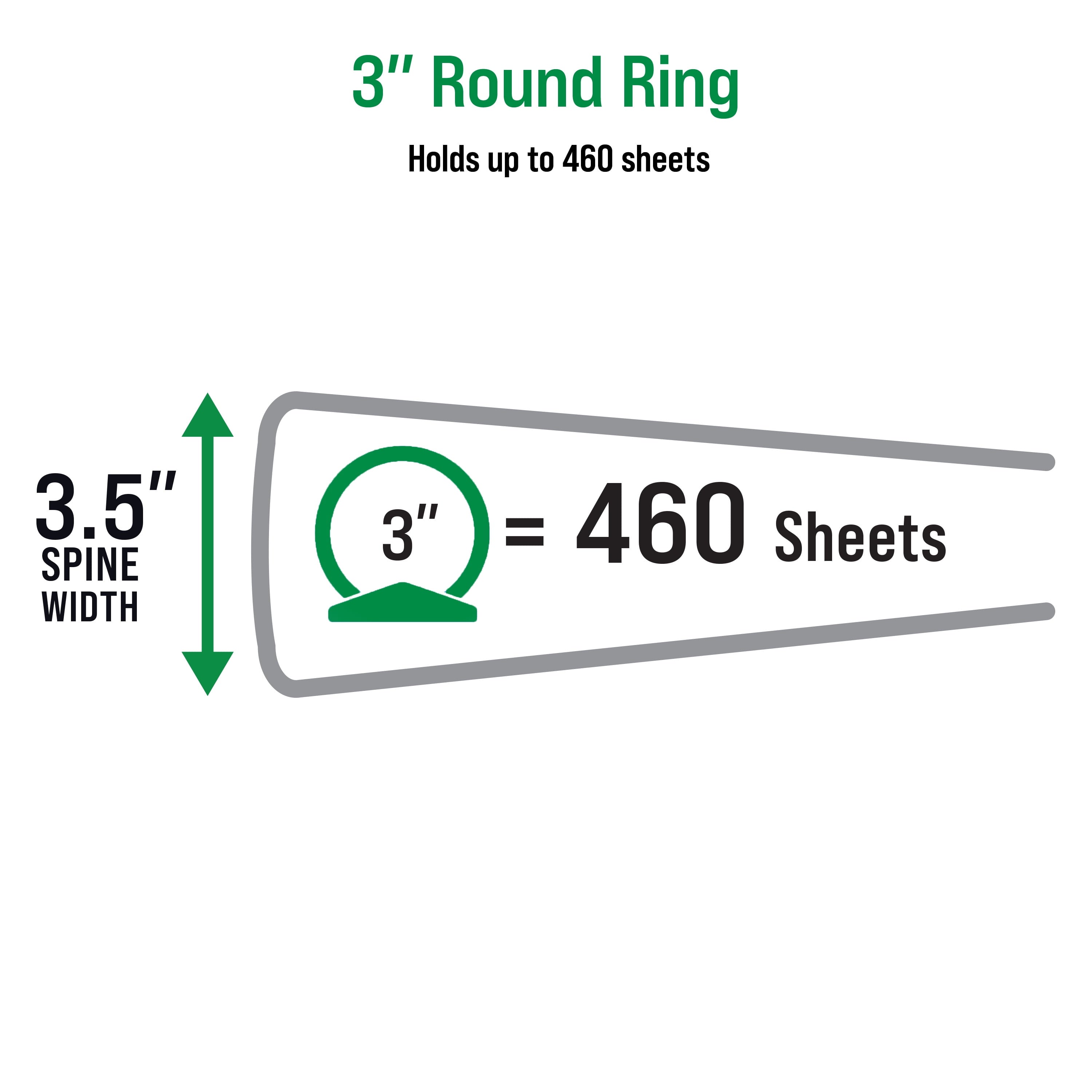 Office Essentials Economy View 3 Ring Binders, 3" Round Rings, 3.5" Spine, 460-Sheet Capacity, White Binders (12-Pack of 03430) - Image 4