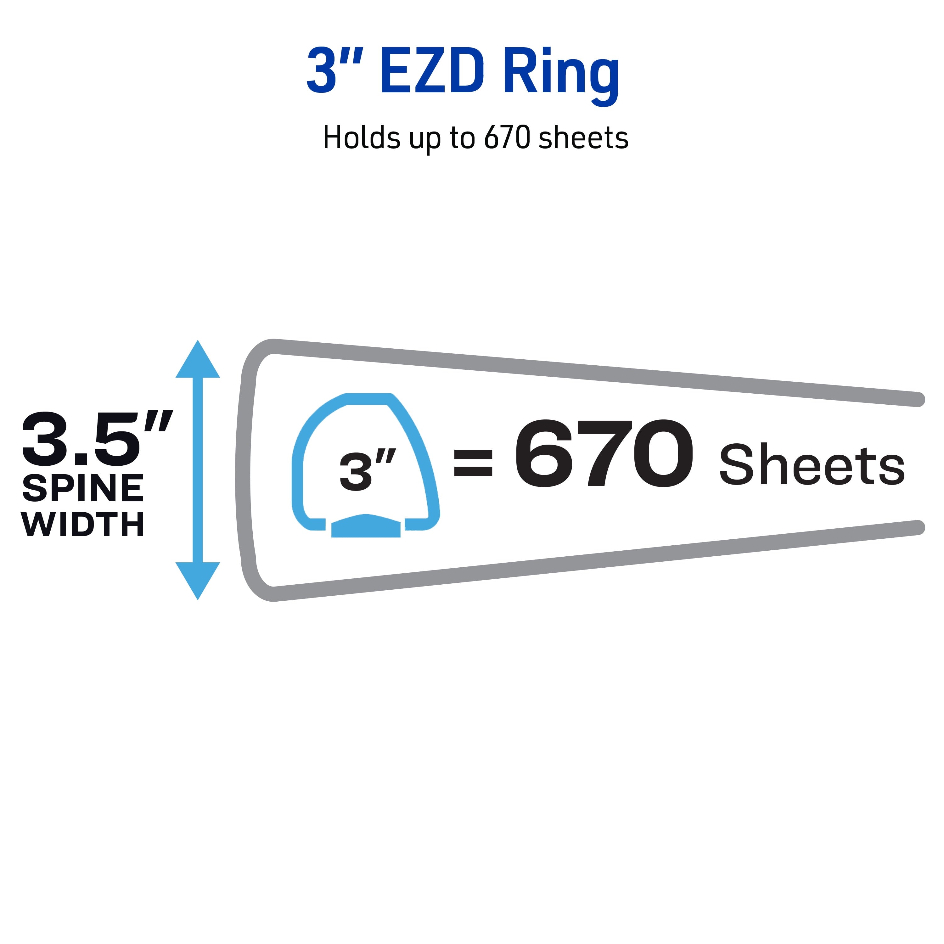 Heavy-Duty View Binder, 3" EZD Rings, 1 White Binder (79193) - Image 4
