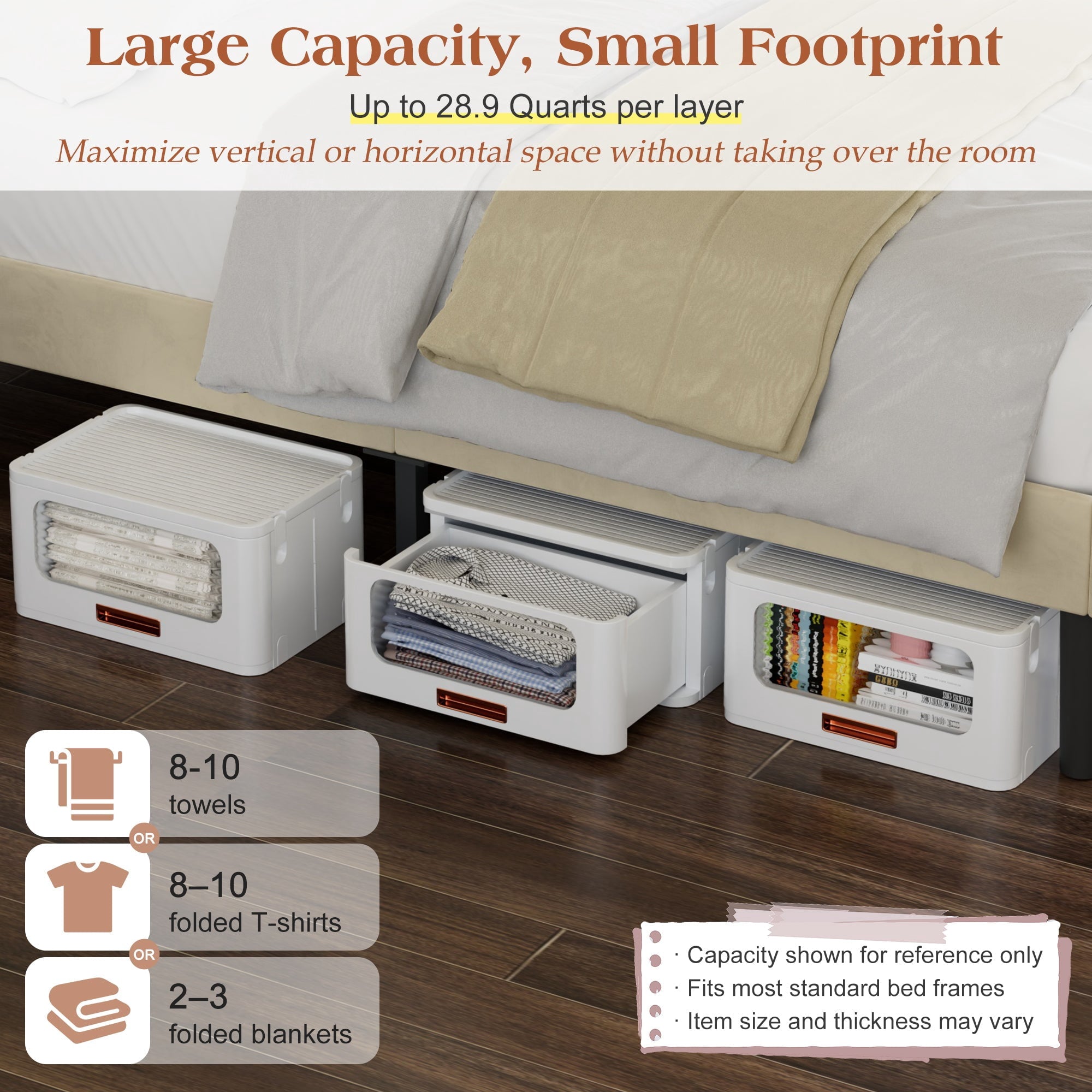 VECELO Stackable Storage Drawers Cabinet with Lids & Wheels, Folding Multi-Tier Collapsible Plastic Storage Boxes for Bedroom Living Room Ki - Image 6
