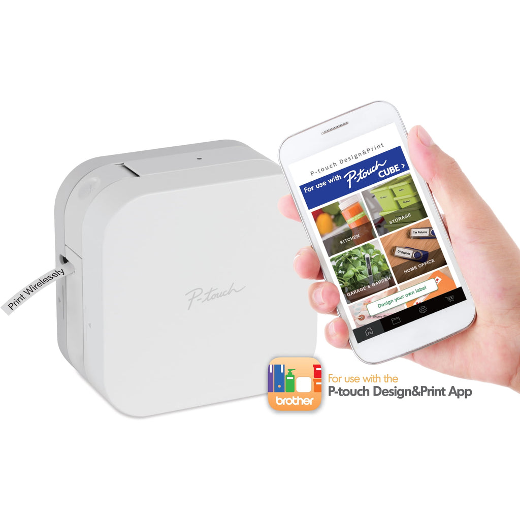 P-Touch Cube Smartphone Label Maker, Bluetooth Wireless Technology - White - Image 3