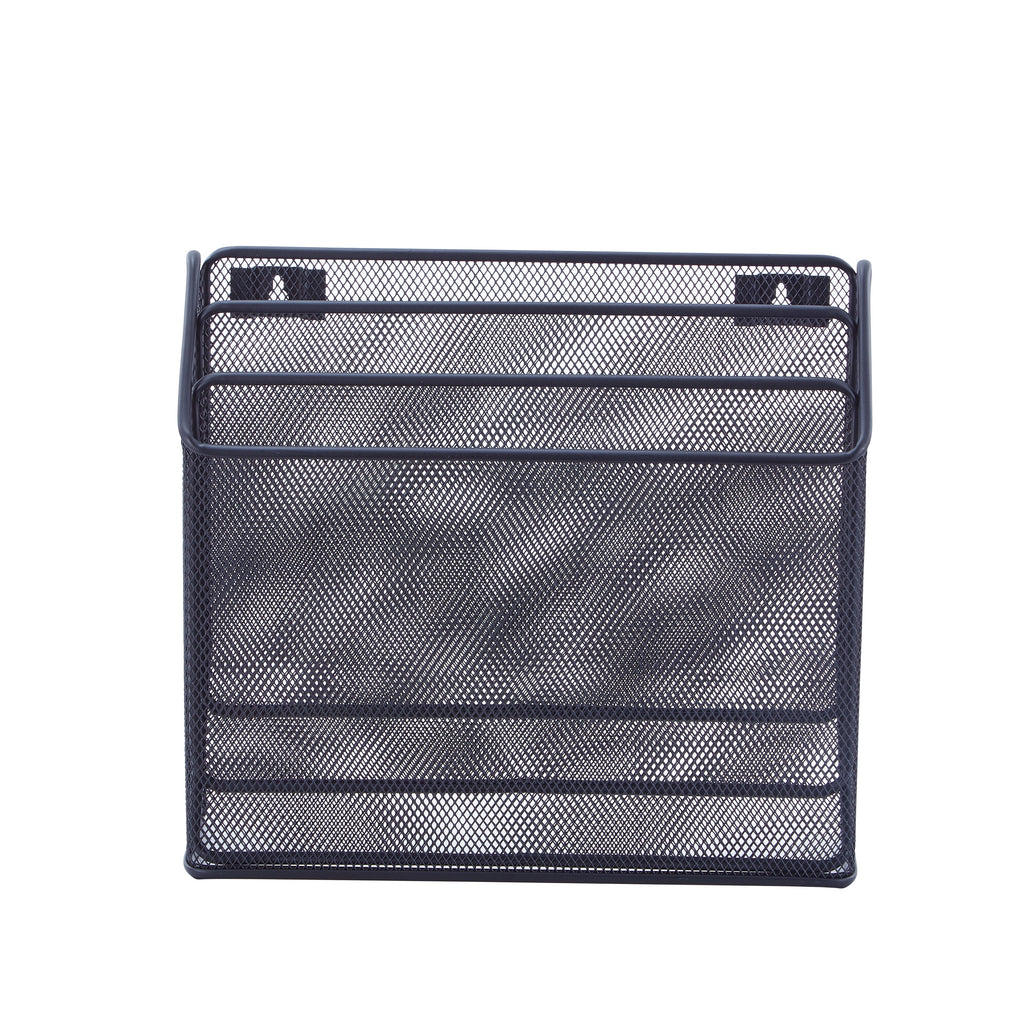 Metal Mesh Desk Organizer with Hook,Black, 3 Compartments - Image 5