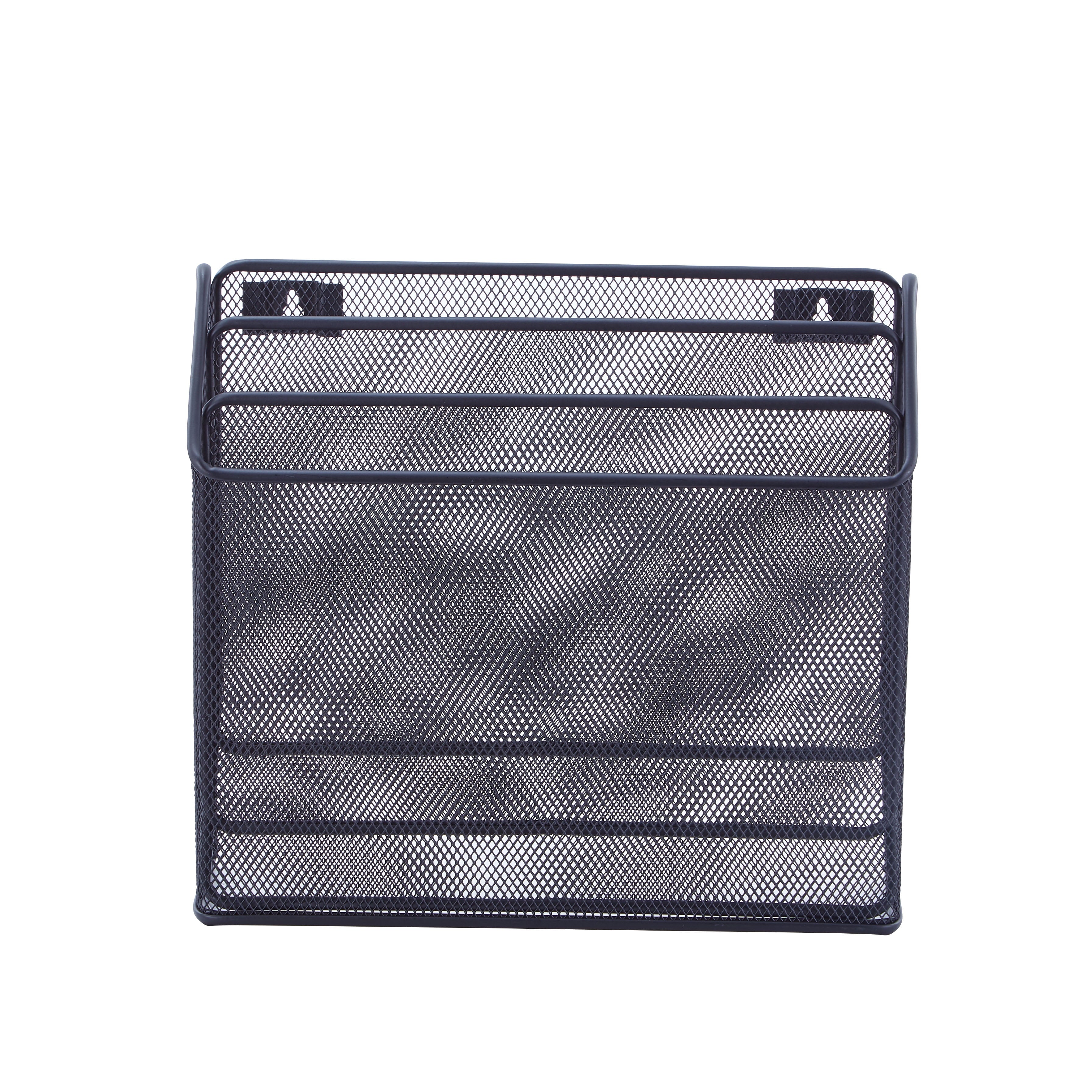Metal Mesh Desk Organizer with Hook,Black, 3 Compartments - Image 5