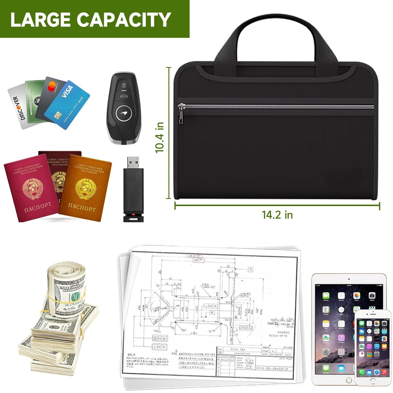 Accordion File Organizer, Fireproof Water Resistant Expanding File Folder with 13 Pockets Document Organizer with Han... - Image 5