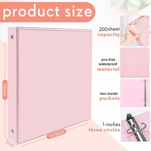 3 Ring Binder, 1 inch Round Ring Binder with 2 Inside Pockets,Clear View Cover for 8.5 x 11'' Letter Size Papers, Hol... - Image 2