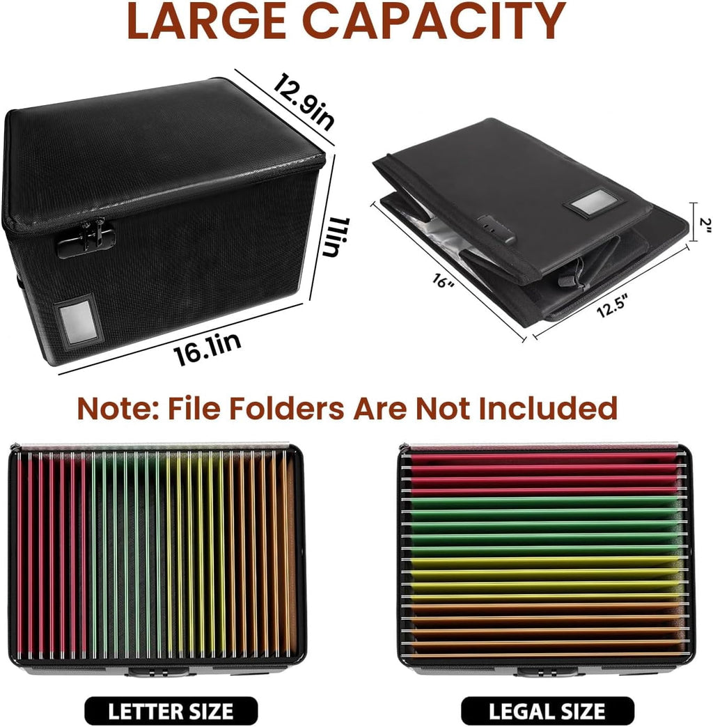 Document File Organizer Box, Storage Filing Cabinet with Lock, Portable Office Safe Box for Hanging Letter/Legal Fold... - Image 6