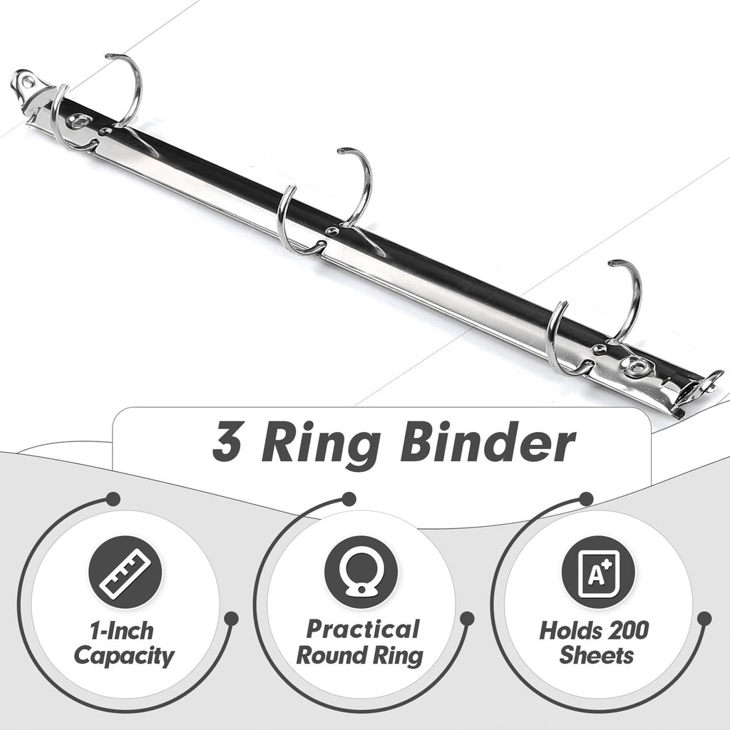 1 inch 3 Ring Binder View Binders Holds 200 Sheets Letter Size 8.5'' x 11'' Paper Notebook Binders for Office Home School 6 Pack White - Image 6
