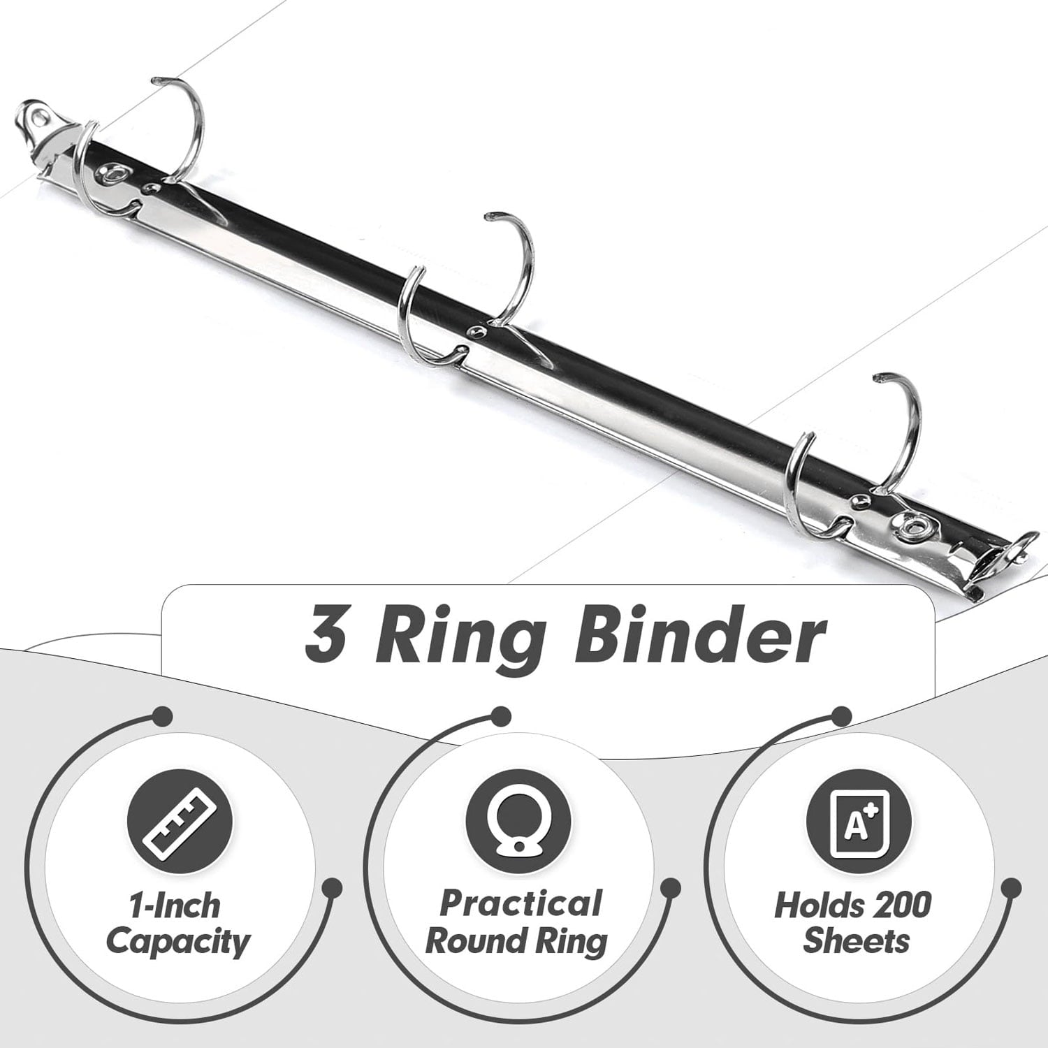 1 inch 3 Ring Binder View Binders Holds 200 Sheets Letter Size 8.5'' x 11'' Paper Notebook Binders for Office Home School 6 Pack White - Image 6