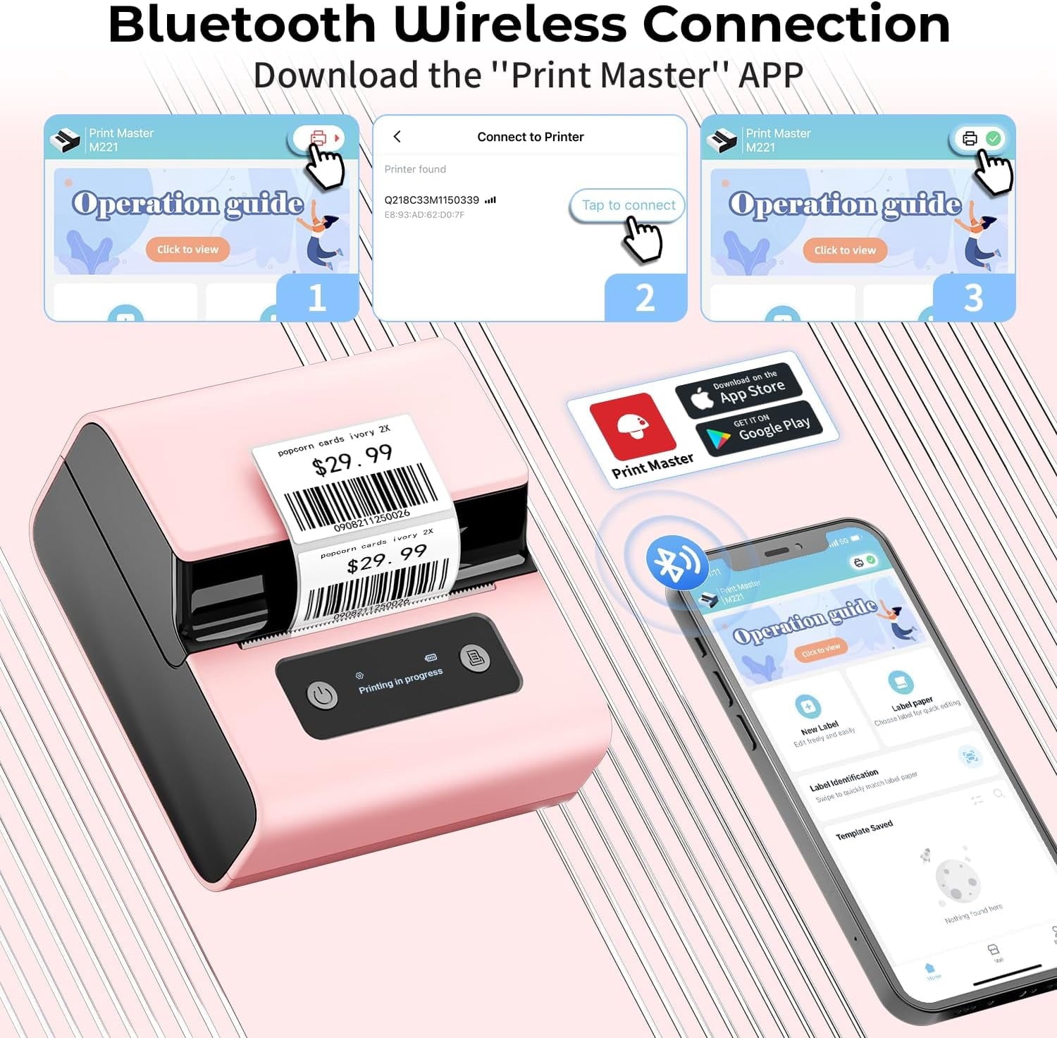 Label Maker- Address Label Printer - 3'' Bluetooth Thermal Label Priner Perfect for Address, Barcode, Crafts, and Sma... - Image 2