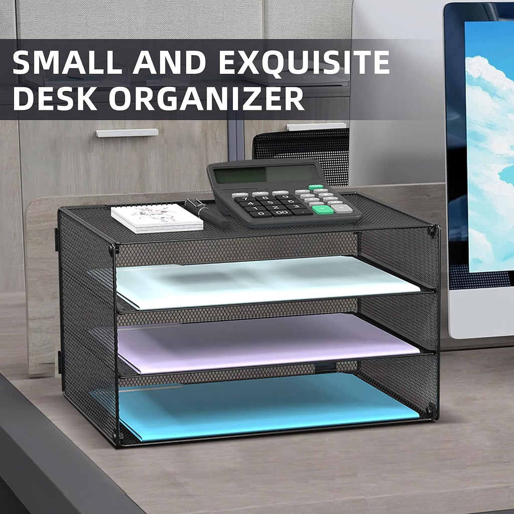 INTIGE 3-Tier Metal Desk File Organizer, Paper Organizer for Office and Home, Black, 1 Piece - Image 3