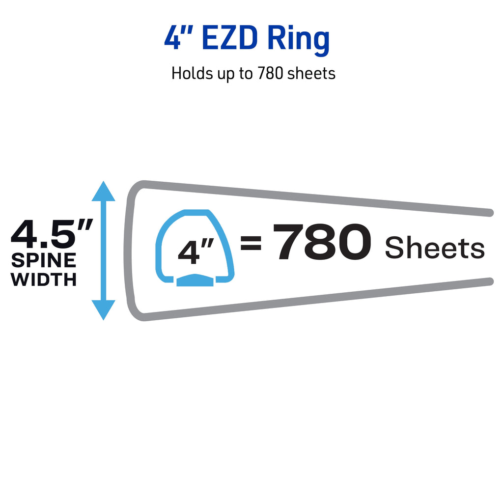 Heavy-Duty Binder, 4" One Touch EZD Rings, White (79104) - Image 4