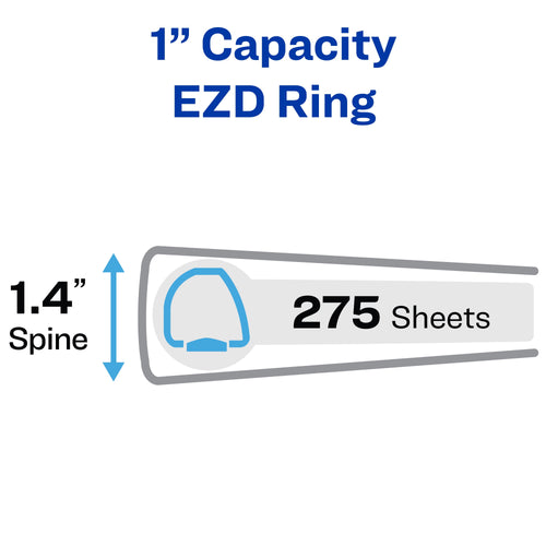 1" Heavy Duty View Binder, One-Touch EZD Ring, Black, 275 Sheets - Image 2