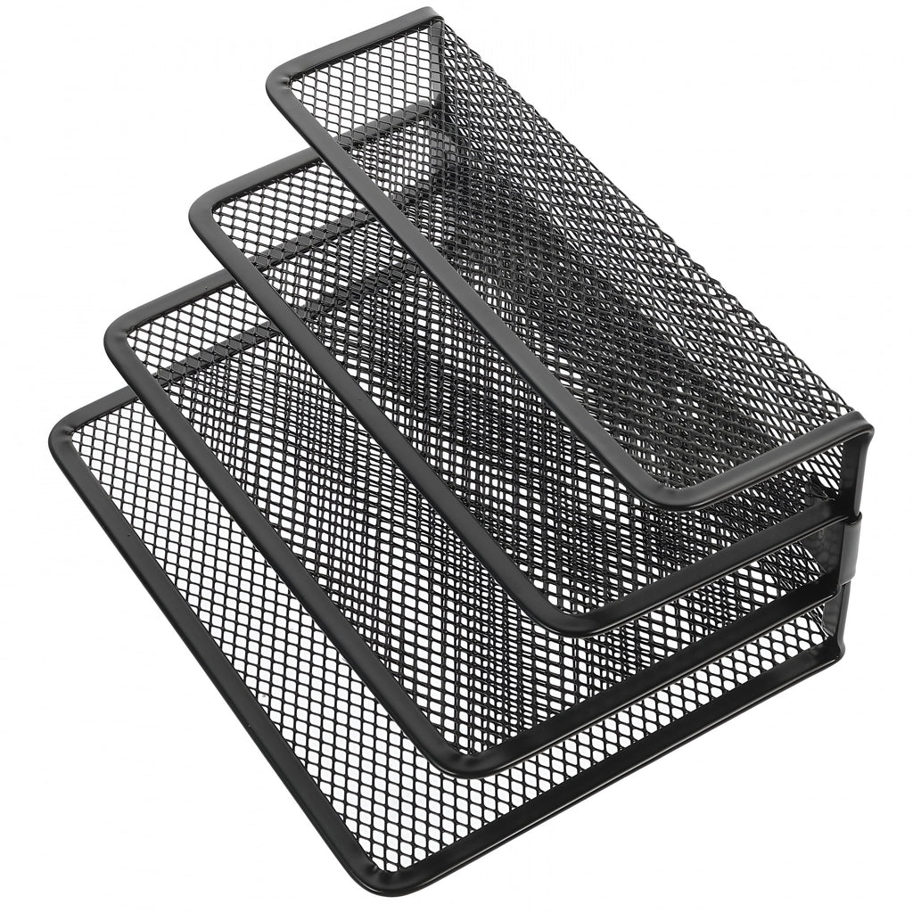 Metal Mesh Desktop Organizer File Folder Letters Magazine Holder for Home Office (Black) - Image 5