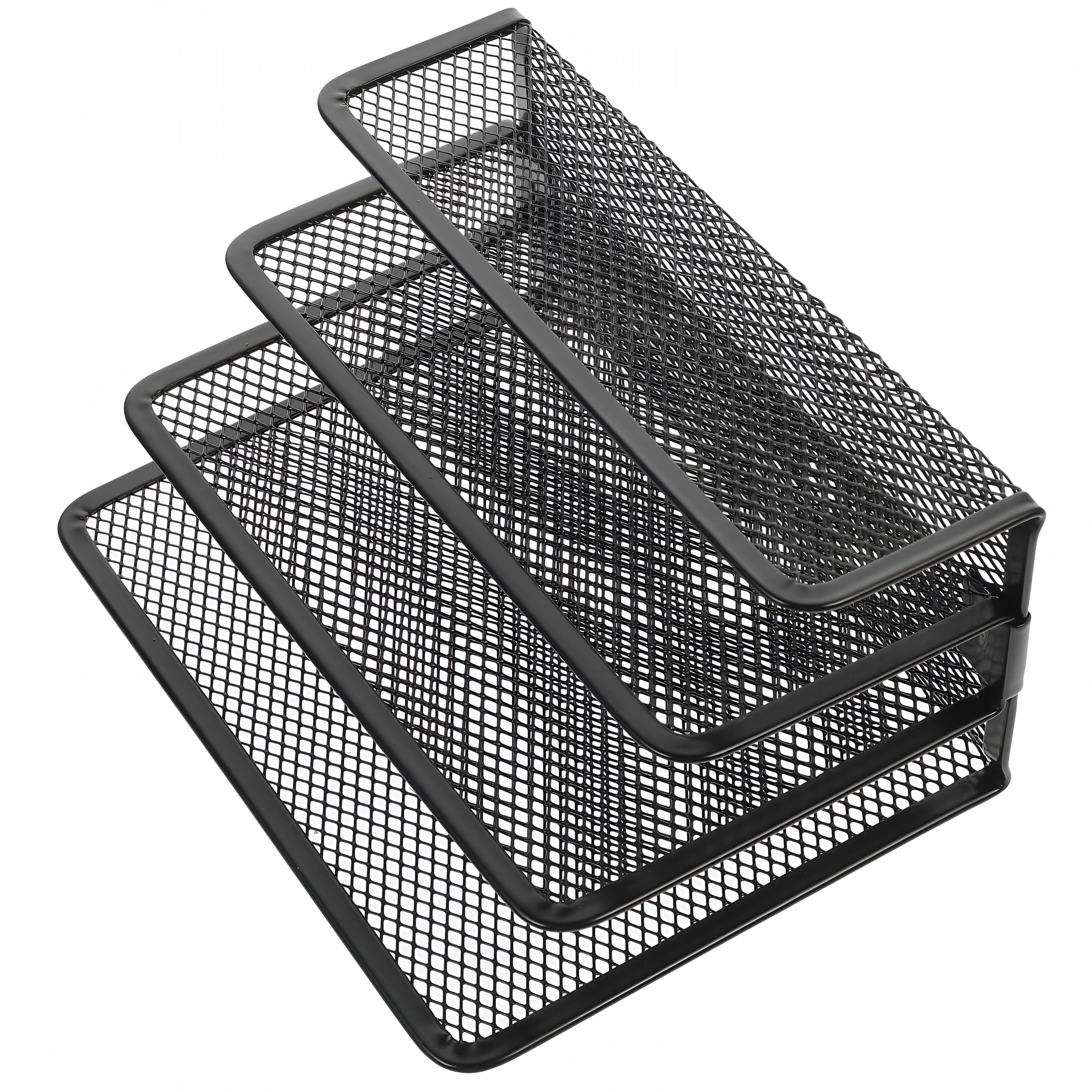 Metal Mesh Desktop Organizer File Folder Letters Magazine Holder for Home Office (Black) - Image 5
