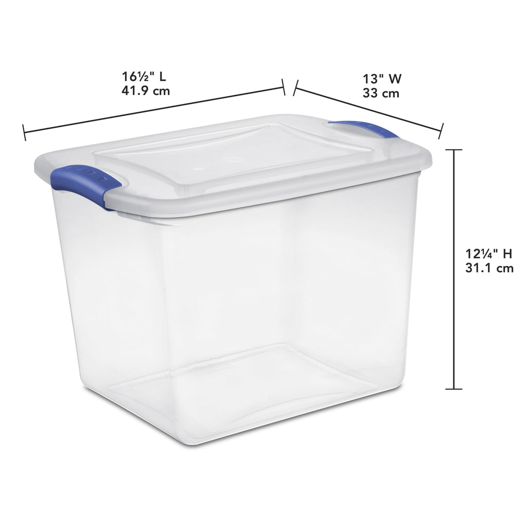 27 Quart Medium Latching Storage Bin, Clear Plastic Stoarge Conatiner with Latch Lid, Blue - Image 2