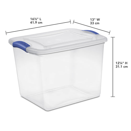 27 Quart Medium Latching Storage Bin, Clear Plastic Stoarge Conatiner with Latch Lid, Blue - Image 2