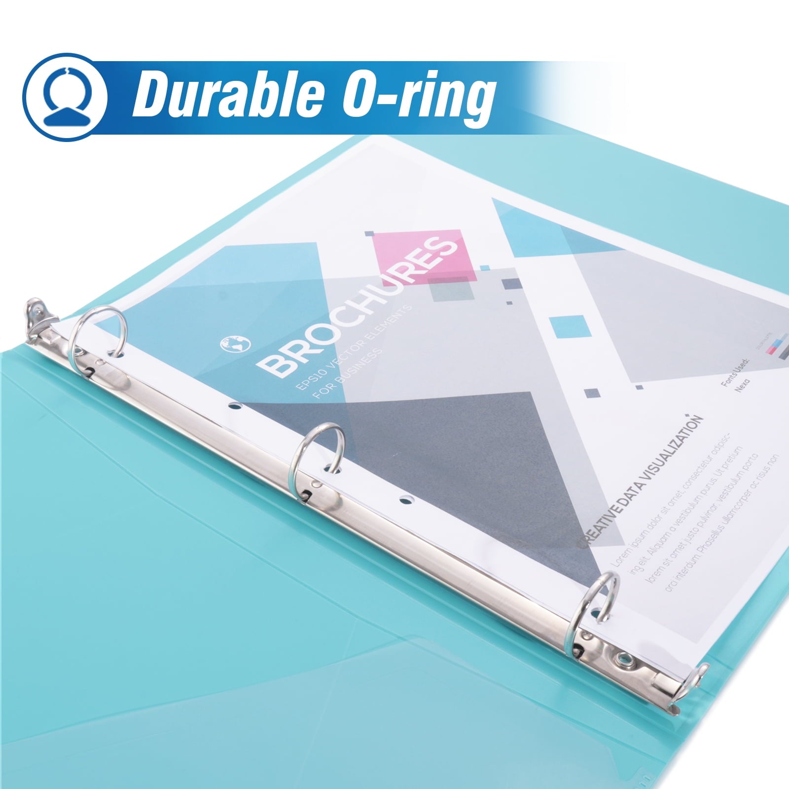 3 Rings Binder 1 inch Round Ring, 175 Sheets Organizer with Pockets, 4-Pack Assorted Color - Image 2