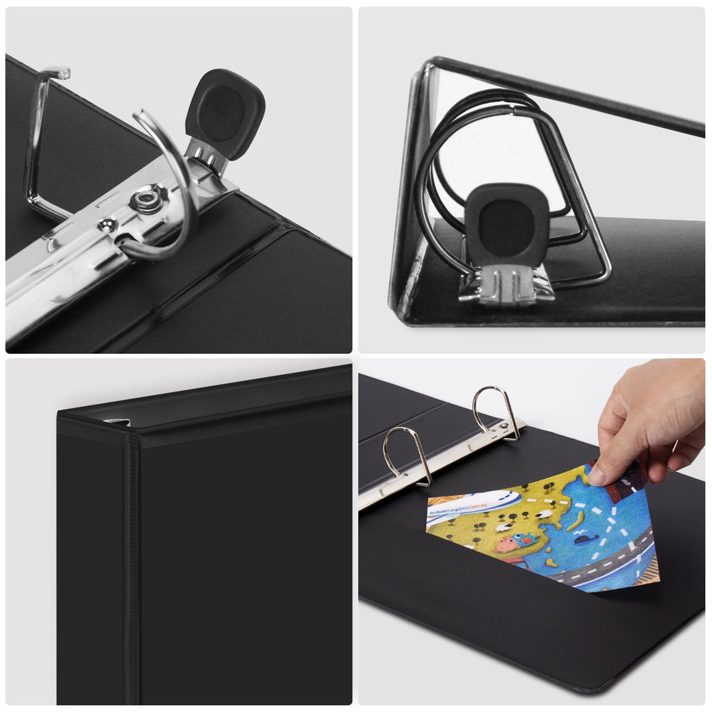 Economy 1.5 inch One-Tag 3 Ring View Binders, 1.5" Slant D-Ring with 350 Sheets Capacity, 6-Pack Black - Image 6
