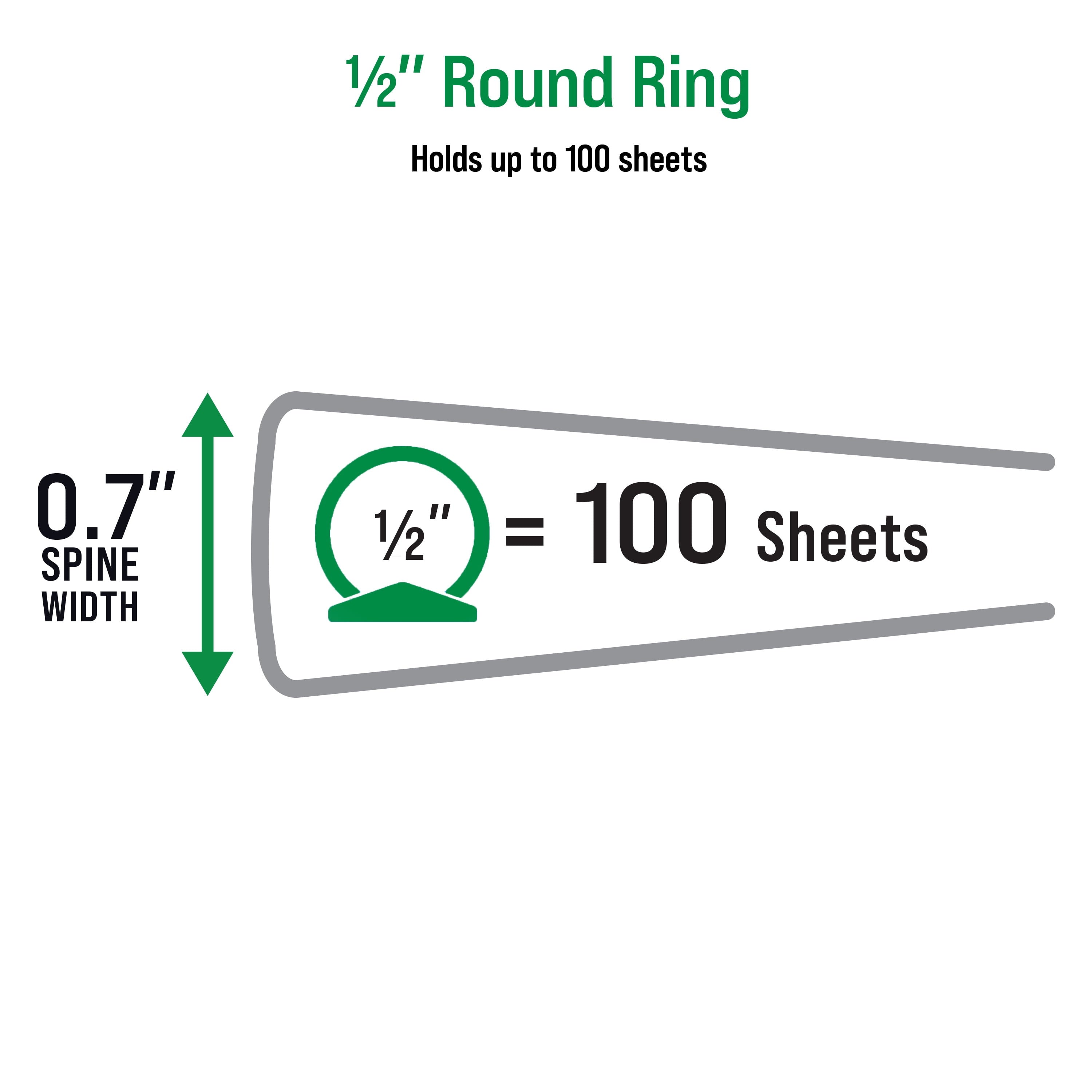 Economy View 3 Ring Binders, 0.5" Round Rings, 0.7" Spine, 100-Sheet Capacity, White Binders (12-Pack of 03422) - Image 4