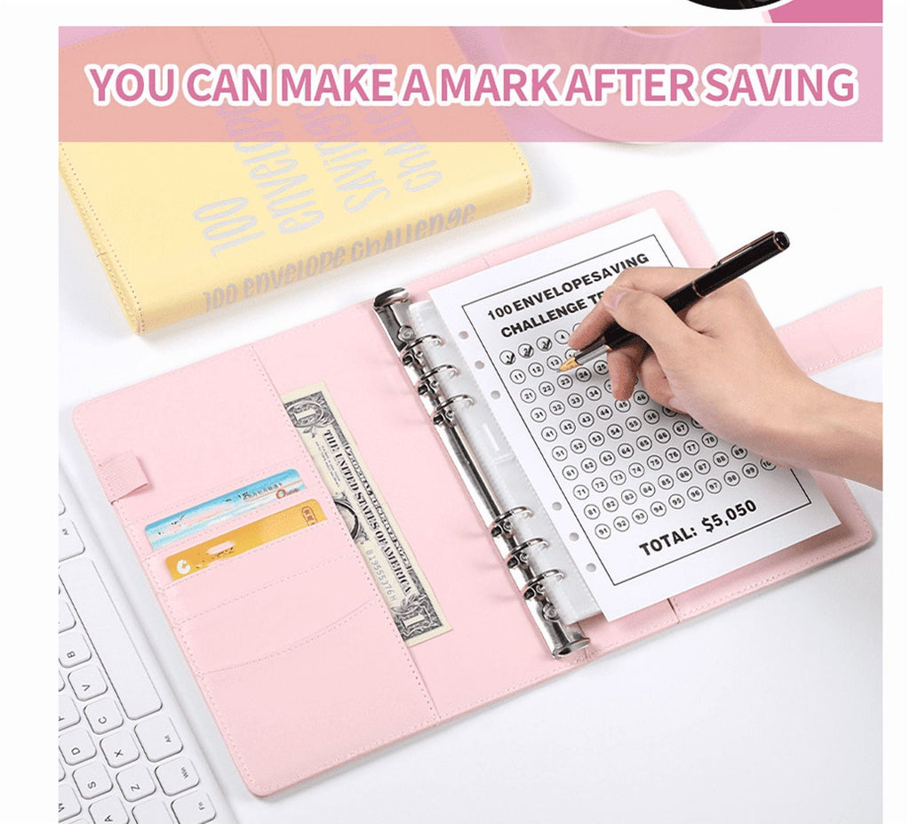 PandaTop 100 Envelopes Money Saving Challenge Binder, Savings Challenges Book with Envelopes, Savings Binder Budget Binder with Cash Envelop - Image 2