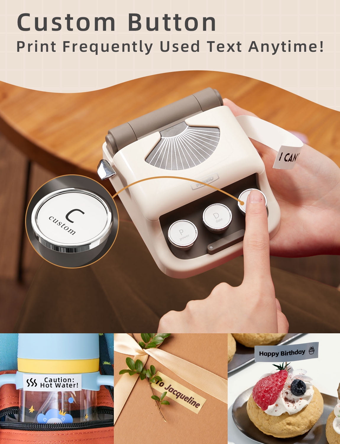 Portable Bluetooth Direct Thermal Label Maker with Tape, White - Image 6