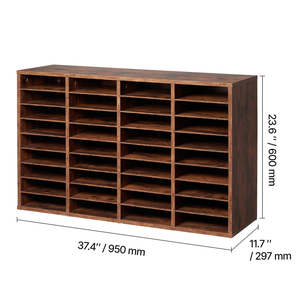 KFFKFF Document Storage, 36-Slot Office Post Box with Adjustable Shelves, Wooden Correspondence Organizer Particle Board for Office, Home, C - Image 3