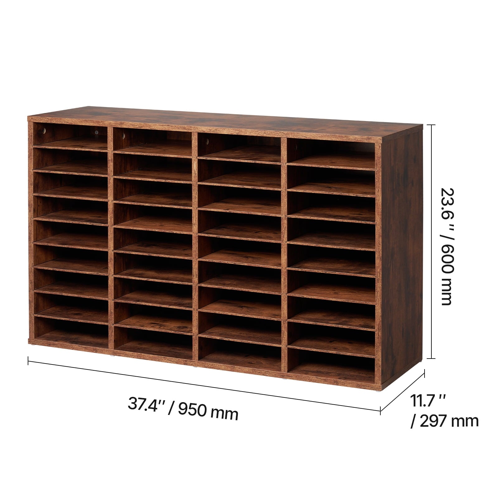 KFFKFF Document Storage, 36-Slot Office Post Box with Adjustable Shelves, Wooden Correspondence Organizer Particle Board for Office, Home, C - Image 3