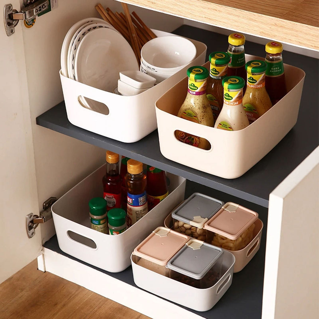 Plastic Storage Boxes, Organizer Storage Baskets for Kitchen, Cupboard, Office, Bathroom, Toy, Storage Bins with Handles (Multiple Color 4 P - Image 6