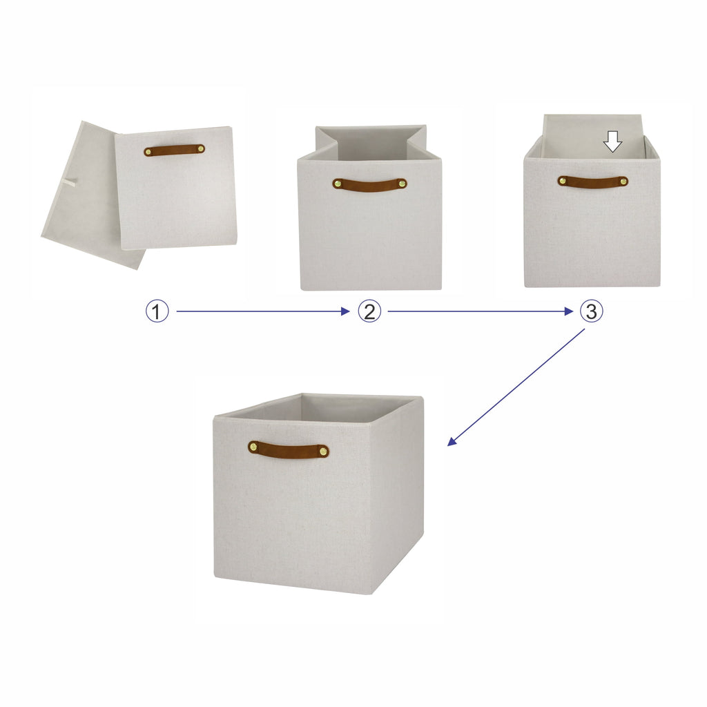 Collapsible Fabric Cube Storage Bin, Vanilla - Image 4