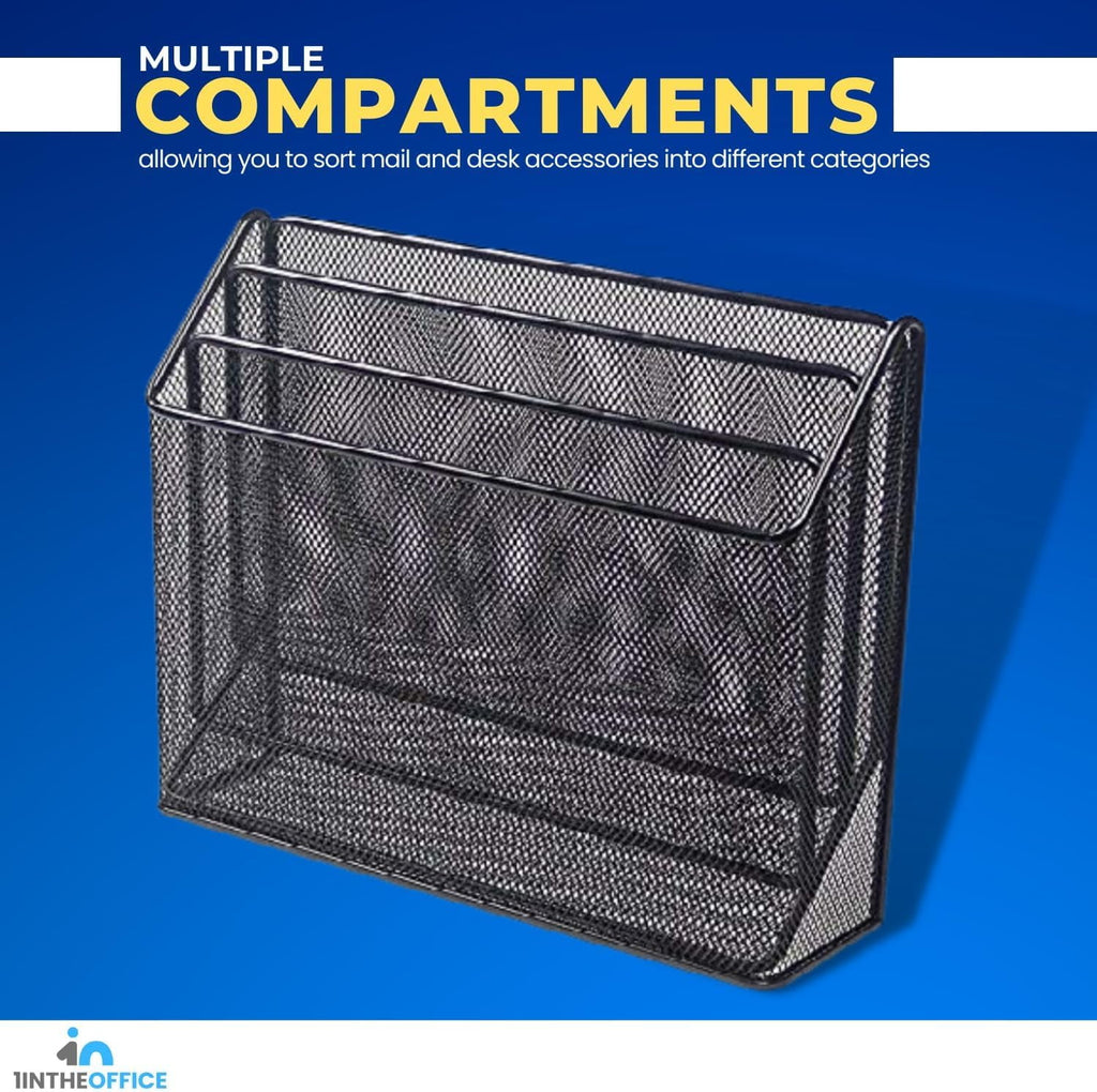 1InTheOffice 3 Tiers File Folder Organizer, Desk Sorter, Black Mesh - Image 6